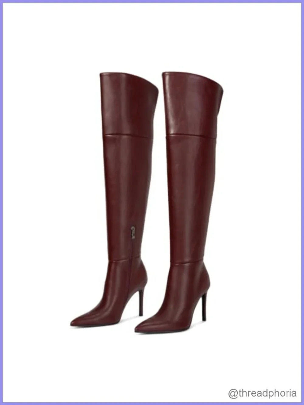 Over the Knee Boots Women Stiletto Heel Pointed Toe Faux Leather Thigh High